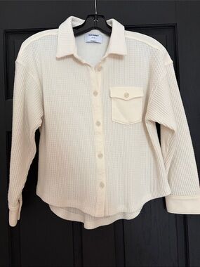 Old Navy Cream Waffle-Knit Button Shirt